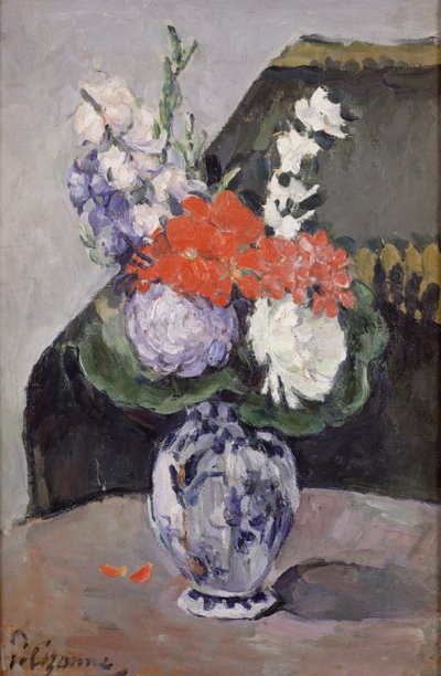 Flowers in a Small Delft Vase, c.1873 by Paul Cézanne